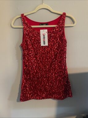 Pretty Guide Red Sequin Tank Top